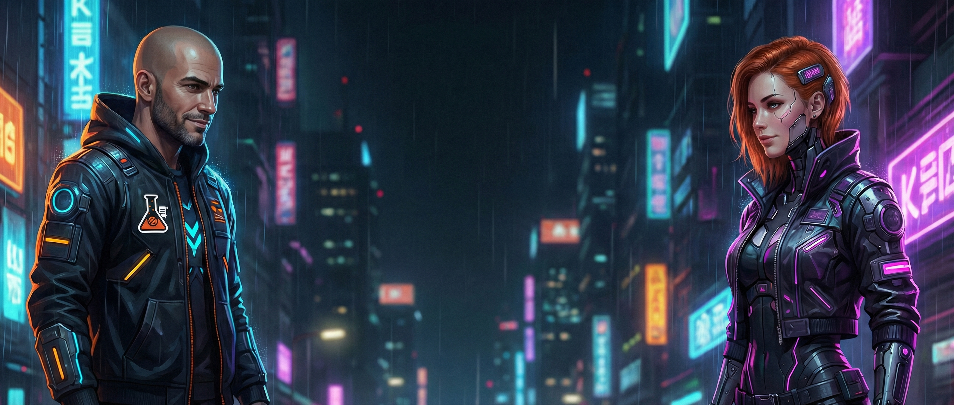 Neil + Kate cyberpunk mission banner